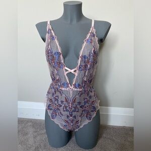 Cosabella Paradiso Plunging Teddy - Pink Lilly Lingerie Bodysuit